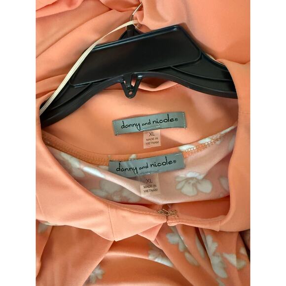 NWT Danny and Nicole Peach Ivory Floral Midi Dress w/ Jacket Women's Size XL - Picture 3 of 6